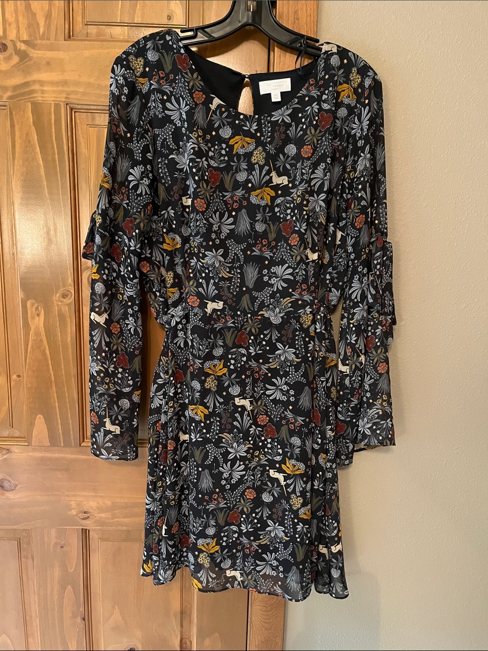 Floral and Unicorn Navy mini dress